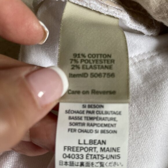 LL Bean Classic Fit Ankle Jeans Womens 10 White DenimStraight Leg Casual Stretch - Picture 10 of 11